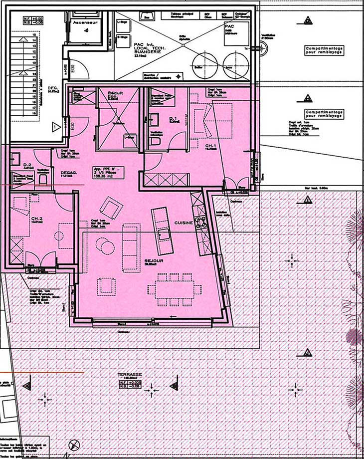 Plan appartement 1B – Niveau 1 bâtiment B