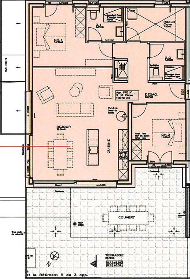 Plan appartement 7A – Niveau 4 bâtiment A